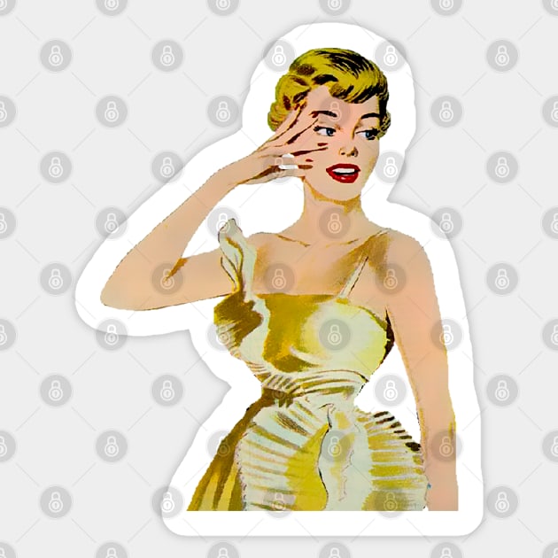 Beautiful cover girl blonde and dressed in golden color Sticker by Marccelus